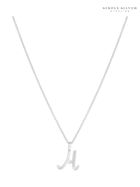Simply Silver Silver Tone Sterling 925 Polished and Cubic Zirconia Initial Pendant (E77659) | € 39