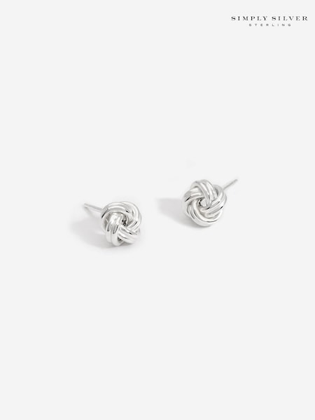 Simply Silver Silver Tone Sterling 925 Polished Woven Knot Stud Earrings (E77664) | 124 QAR