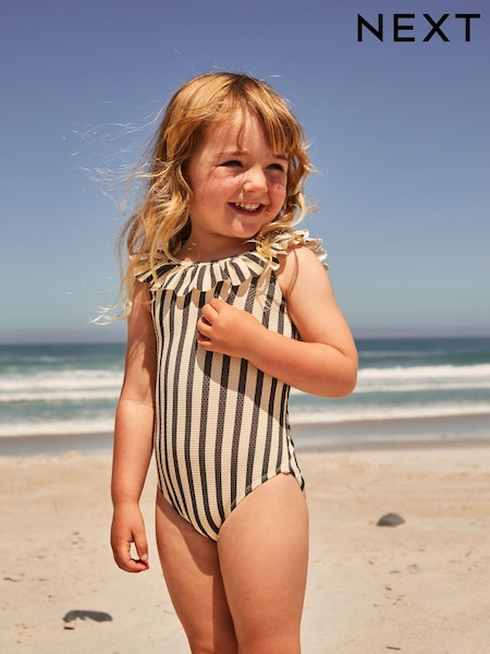 Negro/rayas blancas - Frill Neck Swimsuit (3mths-7yrs) (E77675) | 17 € - 19 €
