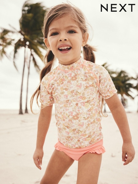 Ochre Yellow Ditsy Sunsafe Rash Vest Set (3mths-7yrs) (E77679) | €21 - €24