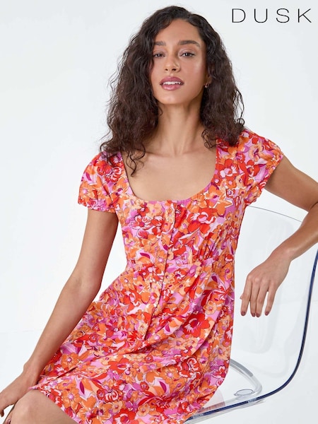 Dusk Floral Print Button Through Dress (E77731) | 219 LEI