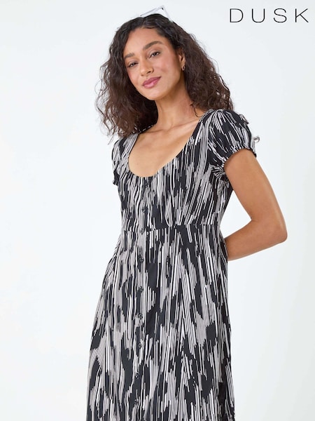 Dusk Black Abstract Print Button Through Dress (E77749) | €28