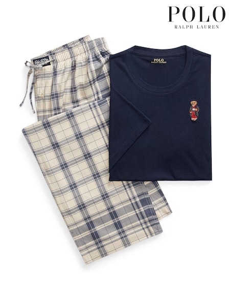 Синий - Polo Ralph Lauren 100% Cotton Checked Pyjamas Set (E78032) | €76