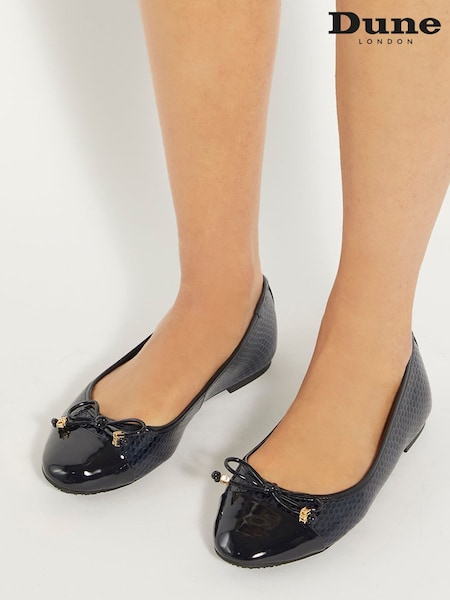 Dune London Blue Hallo Charm Trim Ballet Shoes (E78093) | $54