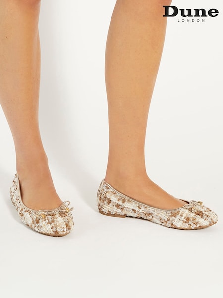 Dune London Cream Hallo Charm Trim Ballet Shoes (E78097) | €45