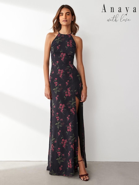 Anaya With Love Black High Neck Cami Maxi Dress With Thigh Split (E78123) | €46