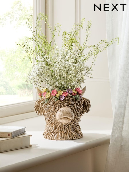 Natural Hamish the Highland Cow Floral Vase (E78139) | AED120