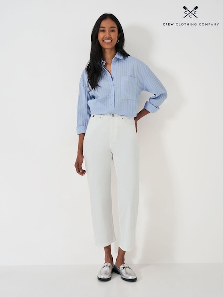 Alb - Crew Clothing Decupat/Trei sferturi Straight blugi (E78168) | 229 LEI