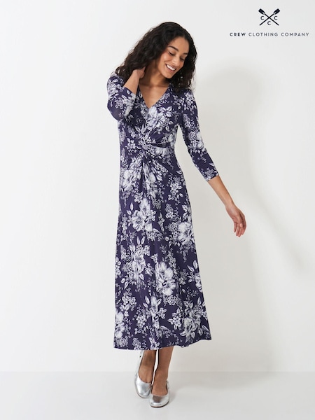 Albastru - Rochie cu mânecă Flora Jerseu 3/4 Crew Clothing Company (E78170) | 288 LEI