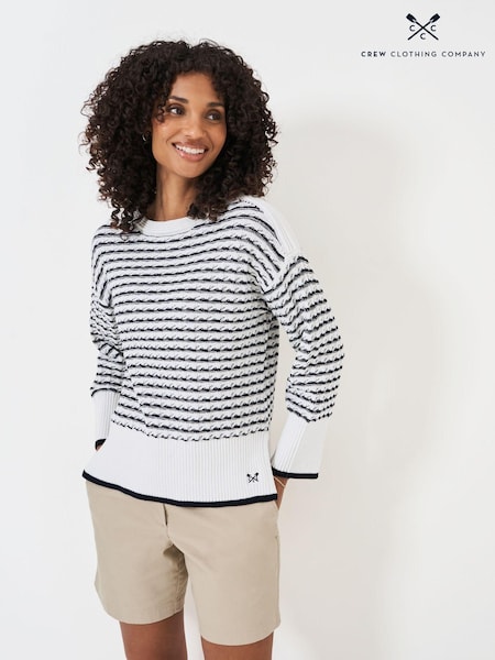 Crew Clothing 100% Cotton Textured Stripe Sweater (E78188) | 232 LEI