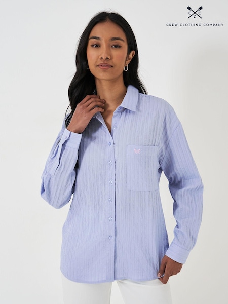 Crew Clothing Blue Stripe Textured Drop Shoulder Shirt (E78227) | AED172