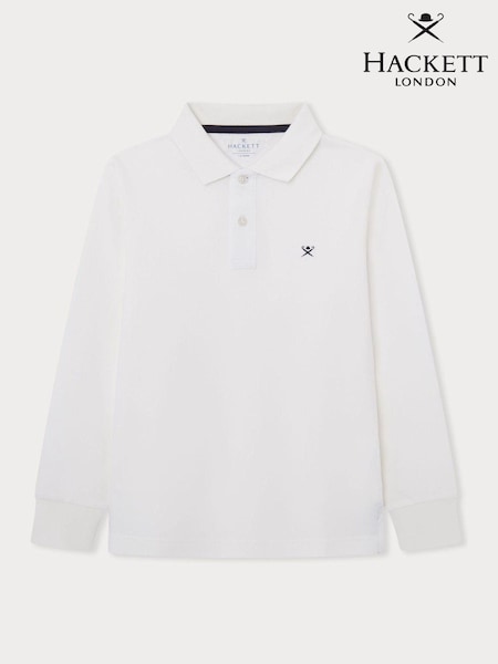 Hackett Older Boys London 100% Cotton White Polo Shirt (E78364) | 84 €