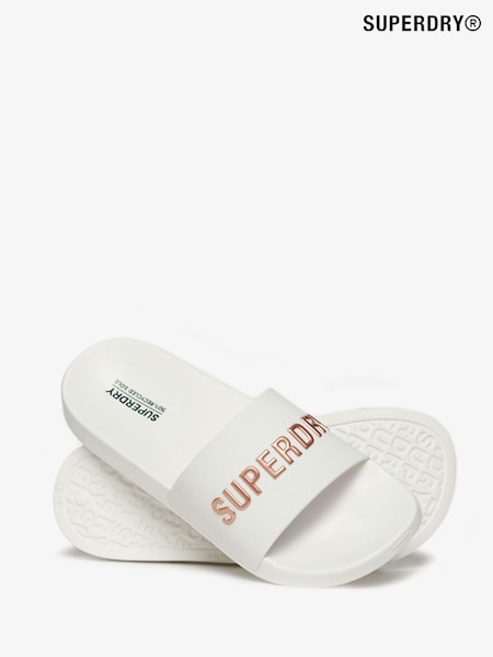 Superdry Vegan Logo Pool Sliders (E78395) | ‏136‏₪