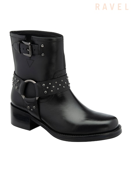 Ravel Black Leather Ankle Boots (E78421) | AED364