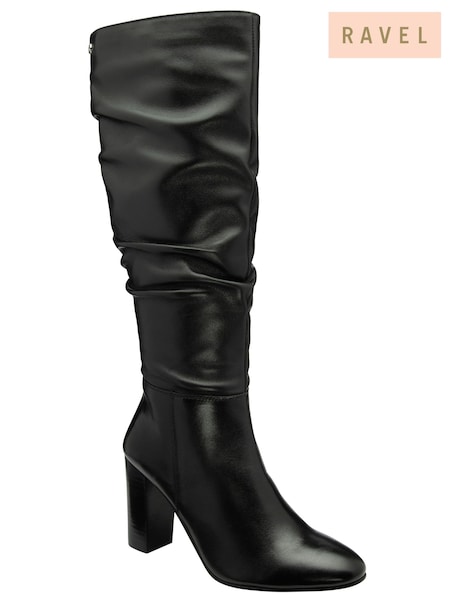 Ravel Black Leather Knee-High Boots (E78426) | 321 QAR