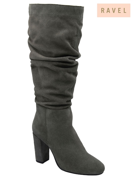 Ravel Grey Suede Knee High Boots (E78427) | AED378