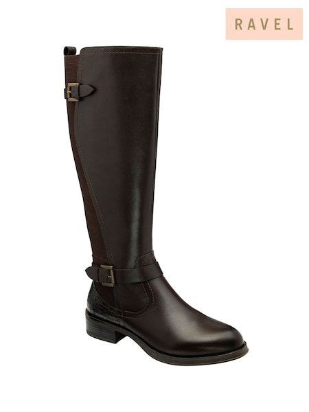 Ravel Brown Chrome Leather Knee-High Boots (E78439) | $253