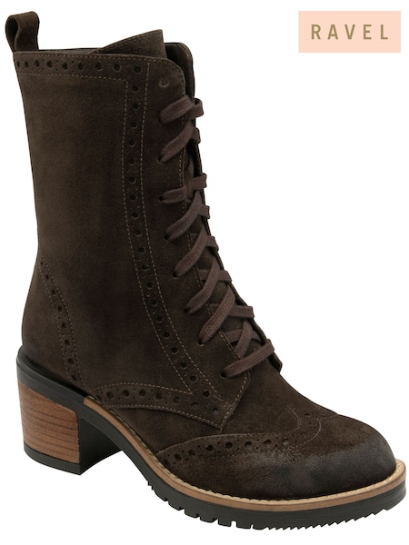 Ravel Brown Suede Zip-Up Mid-Calf Boots (E78442) | ₪553