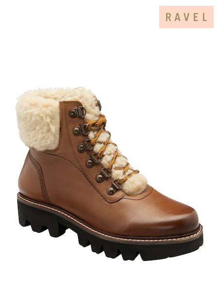 Ravel Brown Leather Zip Up Ankle Boots (E78443) | ₪503