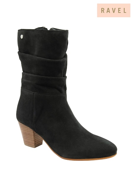 Ravel Black Suede Mid-Calf Boots (E78446) | $175