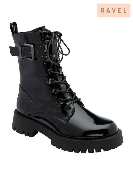 Ravel Black Patent Zip-up Ankle Boots (E78450) | ₪377