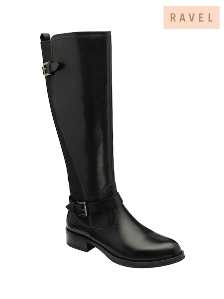 Ravel Black Ground Leather Knee-High Boots (E78451) | R$ 1,430