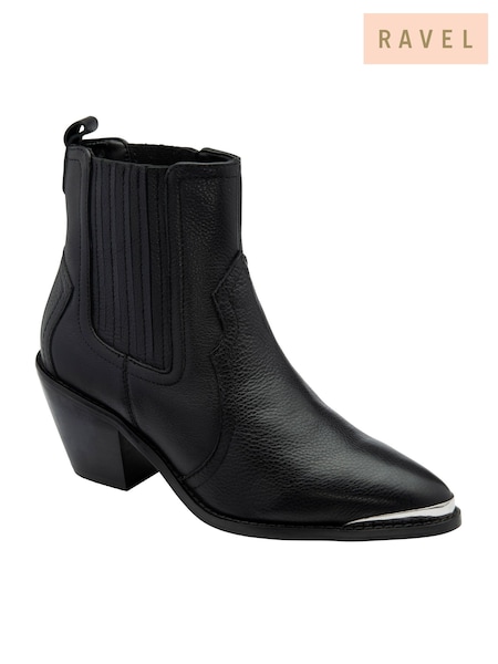 Musta - Ravel Leather Zip Up Ankle Boots (E78460) | €99