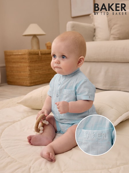 Baker by Ted Baker 100% Cotton Grandad Collar Romper (E78633) | AED144 - AED156