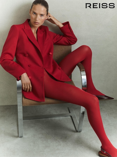 Reiss Red Anna Wool Blend Double Breasted Tux Blazer (E78644) | €423