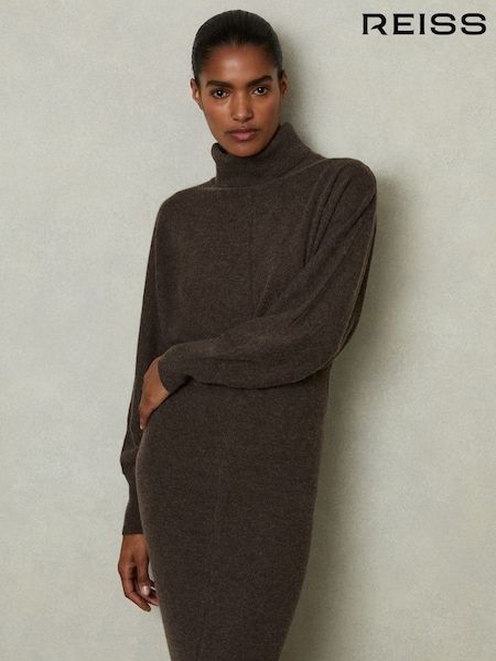 Reiss Chocolate Winslet Jumper Dress with Wool and Cashmere (E78653) | €95