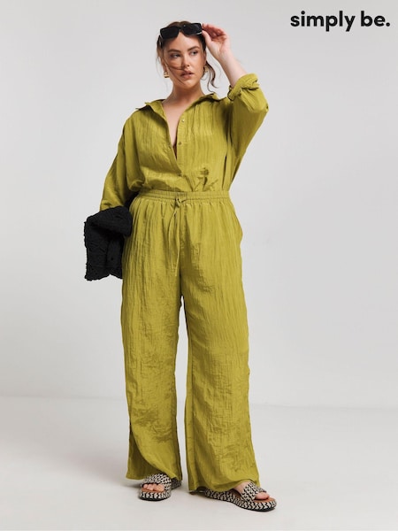 Simply Be Green Textured Satin Wide Leg Trousers (E78683) | €12