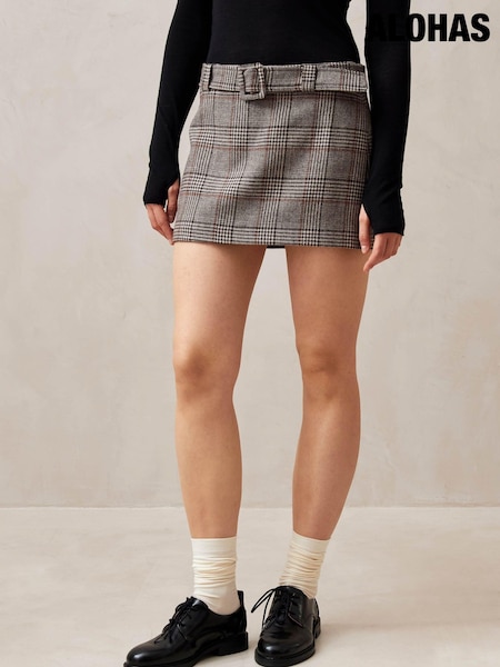 Alohas Brown Shibuya Checks Skirt (E78697) | €77