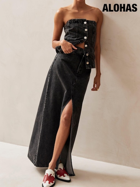 Alohas Black Mariana Denim 100% Cotton Skirt (E78698) | €77