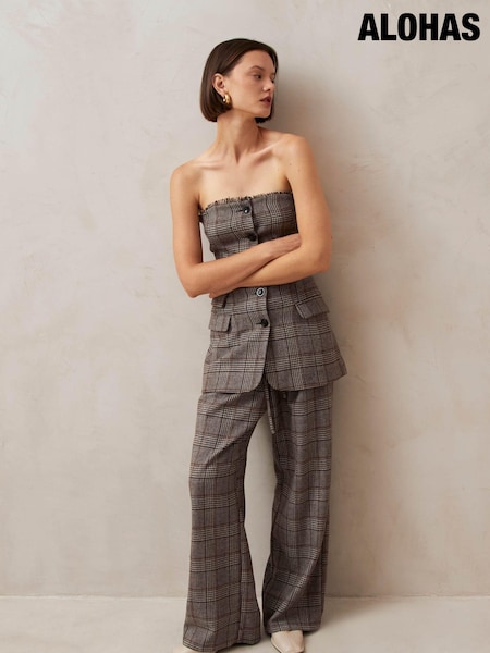 Alohas Brown Deva Checks Vest (E78702) | €79