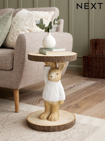 Natural Rosie Rabbit Resin Shaped Side Table (E78933) | €155