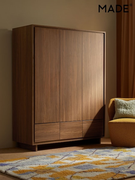 MADE.COM Dark Walnut Effect Kaci Triple Wardrobe (E78976) | €1,133