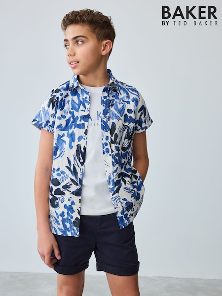 Baker by Ted Baker Blue Floral Print Shirt And T-Shirt Set (E79082) | 189 QAR - 232 QAR