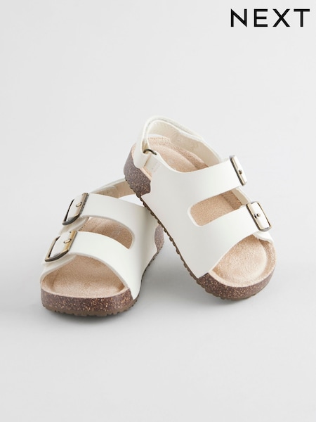 Neutral White Standard Fit (F) Corkbed Two Strap Sandals (E79101) | €17.50 - €20