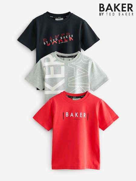 Rojo/Gris/Negro - Baker by Ted Baker Graphic Print T-Shirts 3 Pack (E79117) | 45 € - 54 €
