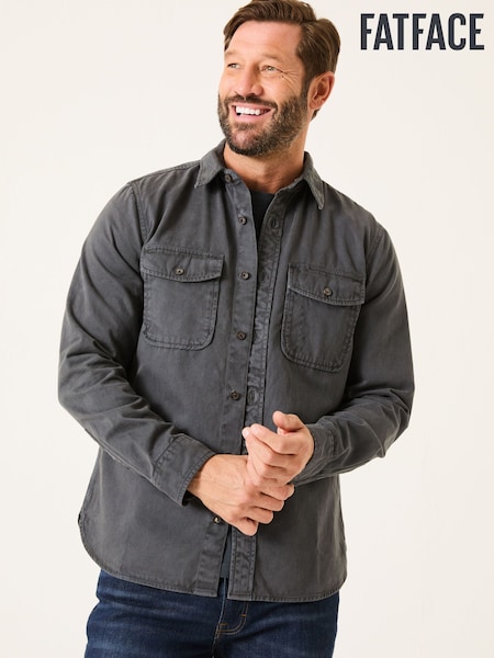 שחור מכובס - Fatface Long Sleeve Plain Shirt (E79181) | ‏262‏₪