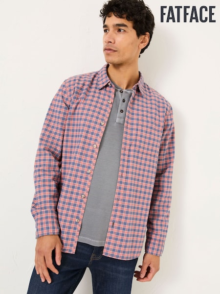 FatFace Sandy Dusky Pink Long Sleeve Check Shirt (E79184) | ₪231