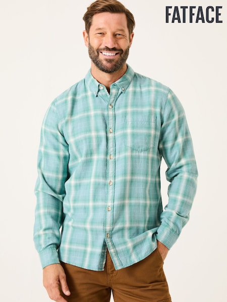 FatFace Light Teal Long Sleeve Earl Check Shirt (E79185) | €71