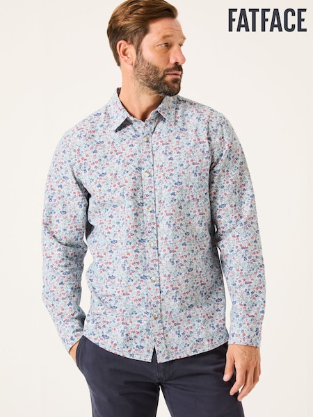 FatFace Mead Blue Long Sleeve Ditsy Print Shirt (E79186) | €74