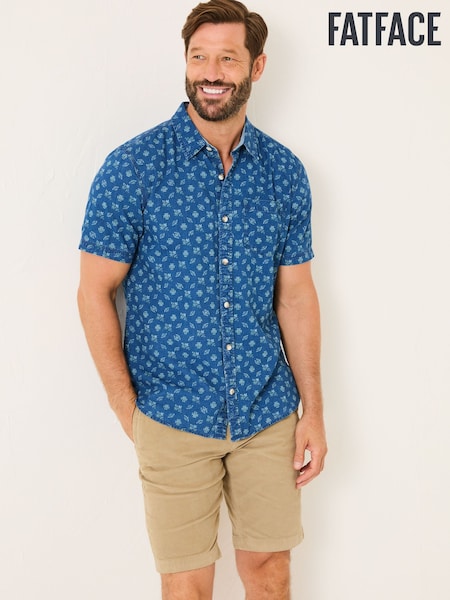 FatFace Blue Short Sleeve Geometric Print Shirt (E79188) | €61