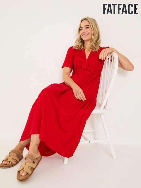 FatFace Bright Red Gigi Midi Dress (E79199) | ₪347
