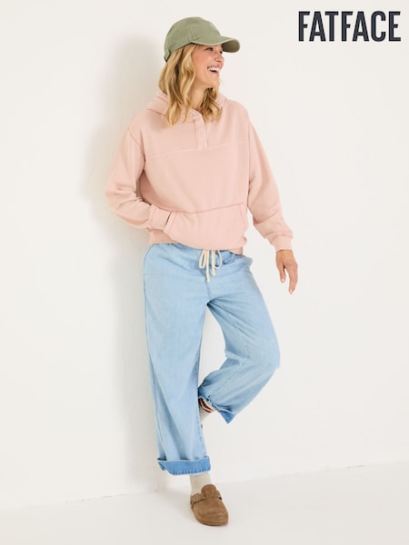 FatFace Bex Dusky Pink Bex Overhead 100% Cotton Hoodie (E79222) | $83