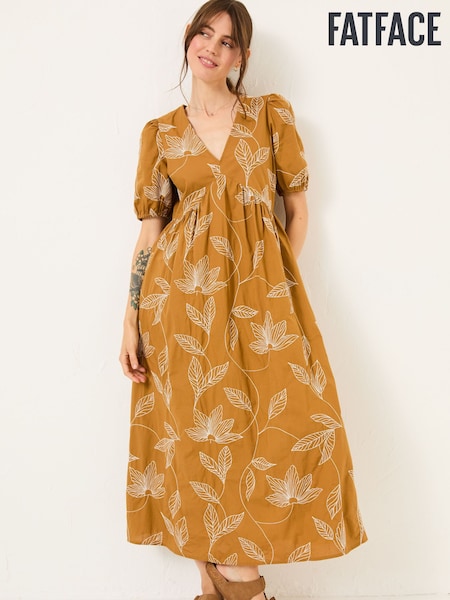 צהוב אוכרה - Fatface Remi Midi Dress (E79224) | ‏362‏₪