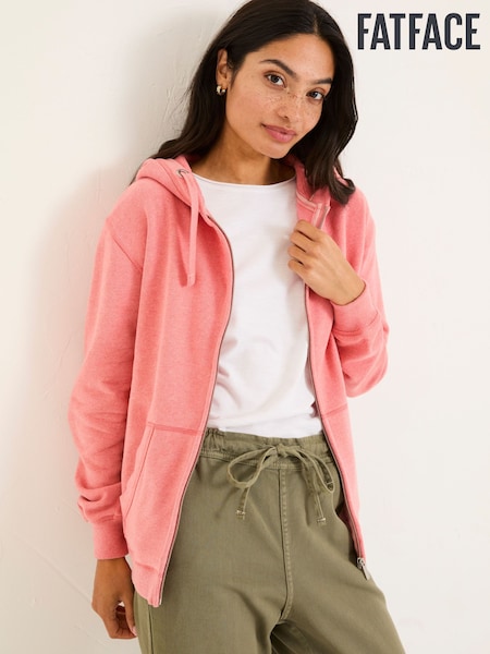 FatFace Amy Blush Pink Zip Through Hoodie (E79244) | ₪241