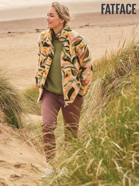 Natural Jungle Leaves - Fatface Fleece Jacket (E79248) | ‏347‏₪