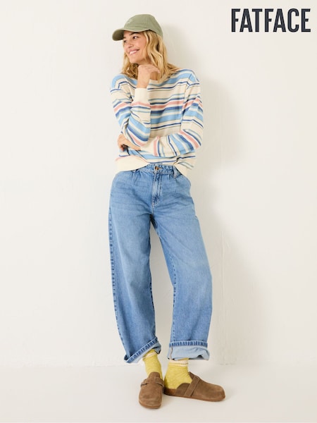 FatFace Natural 100% Cotton Georgia Stripe Crew Sweater (E79249) | €33
